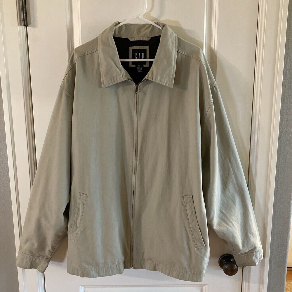 Gap Bomber Jacket Men's 2XL XXL Beige Full Zip Collared‎ y2k 2000s